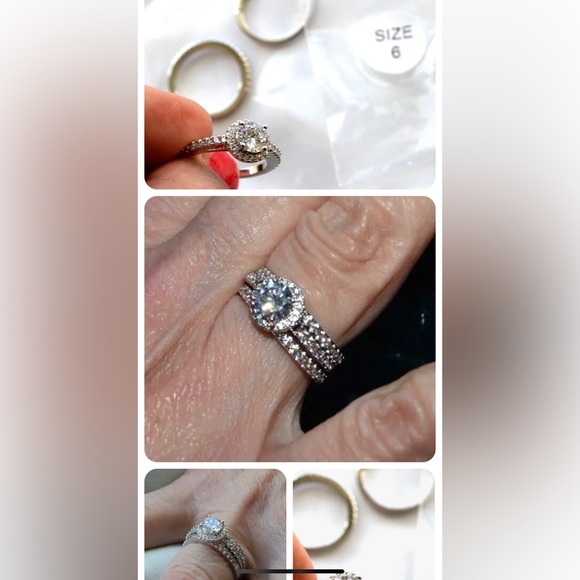 NEW Wedding Engagement Ring Set Round Cut Hiquality CZ, 18K White Gold plated, 6 - Picture 3 of 3